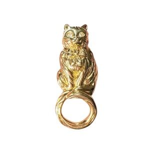 Avon Cat Brooch in Gold Tone and Crystal Eyes